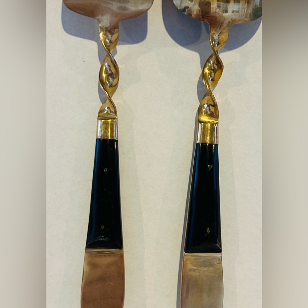 Vintage Siam (Thailand) Brass & Wood Serving Set - Picture 4 of 12